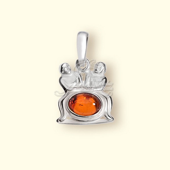 Подвеска Посеребрение, янтарь